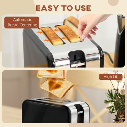 HOMCOM Retro Toaster and Kettle Set - Black