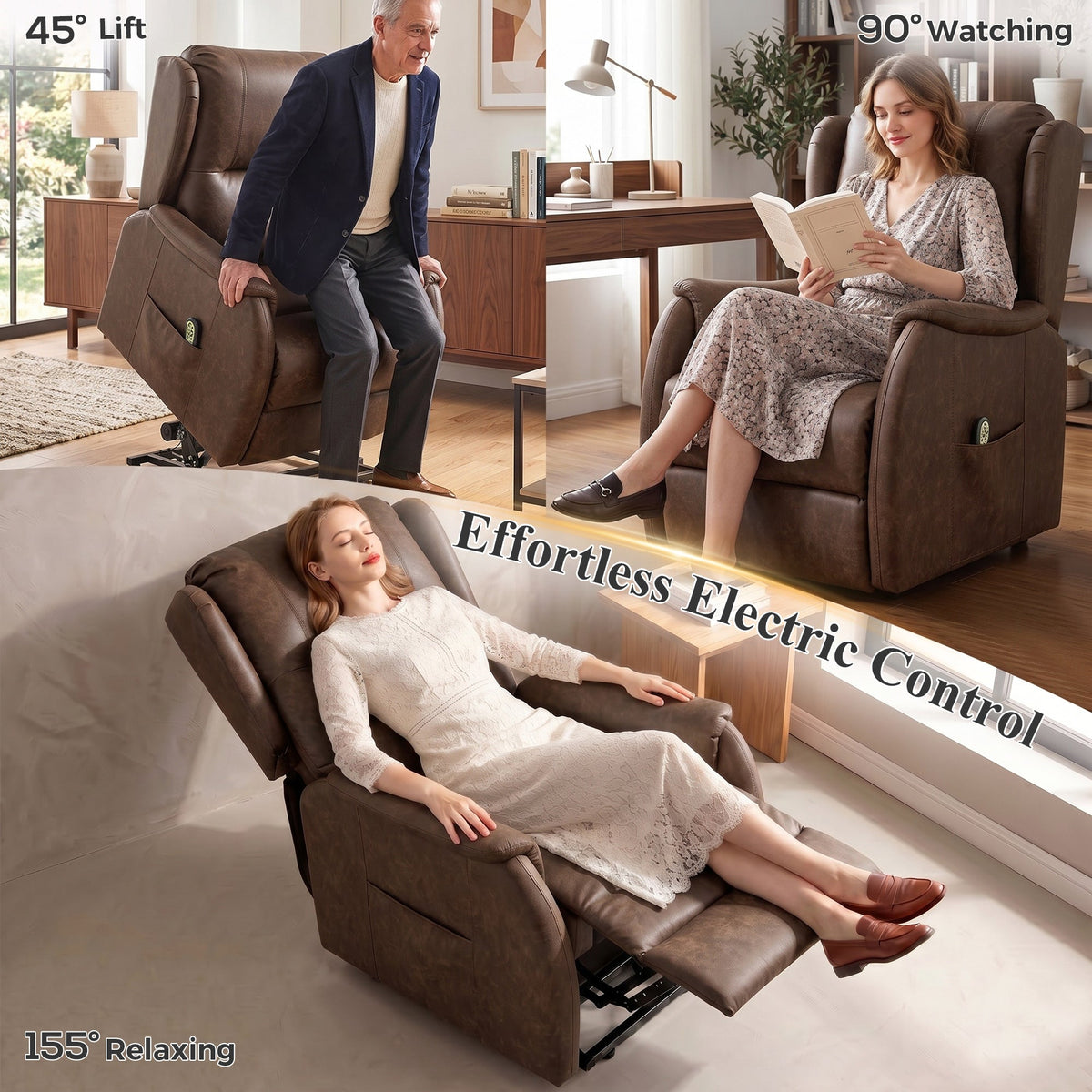 HOMCOM Power Lift Recliner Chair, Dual Motor Electric Lift Chair for Elderly with Remote Control, Brown