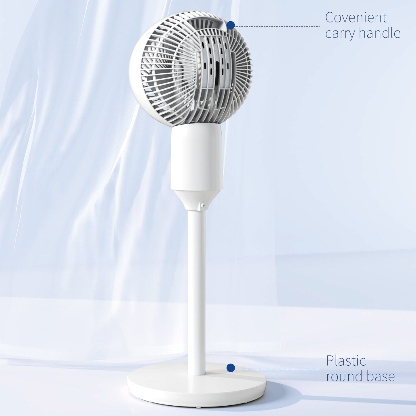 HOMCOM 9'' Air Circulator Fan 3 Speed, 70\'c2\'b0 Oscillation 90\'c2\'b0 Vertical Tilt, Carry Handle, Pedestal Fan, Pedestal Fan for Living Room, Bedroom, Office, White