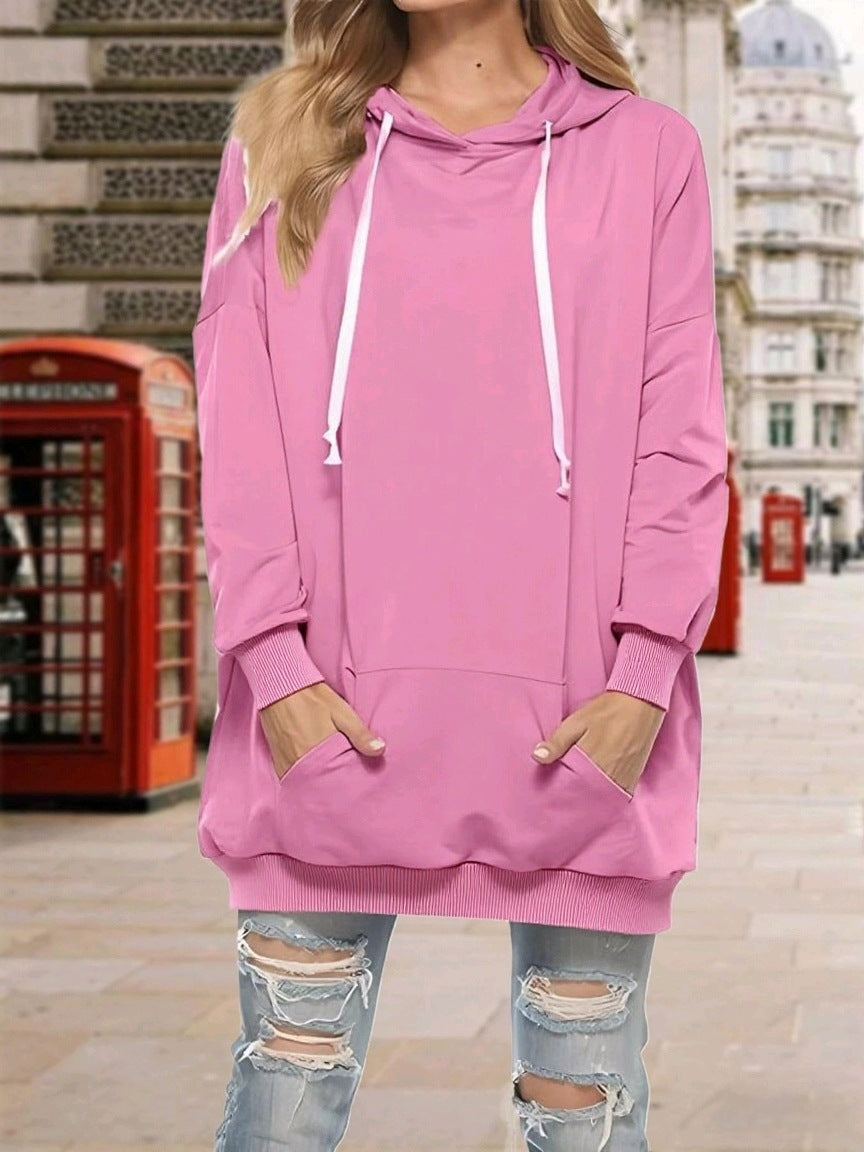 Women's Hooded Pocket Long Sleeve Sweatshirt