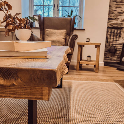 ALVA Live / Waney Edge Coffee Table With Metal Square Legs