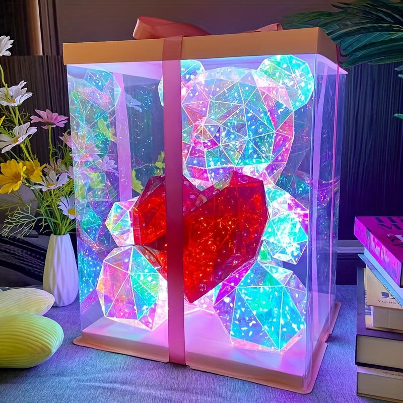 Enchanting LED Bear Figurine - USB & Battery Powered, Perfect for Christmas, Valentine's Day, Weddings, Birthdays & Parties - Contemporary Style with Gift Box Packaging
