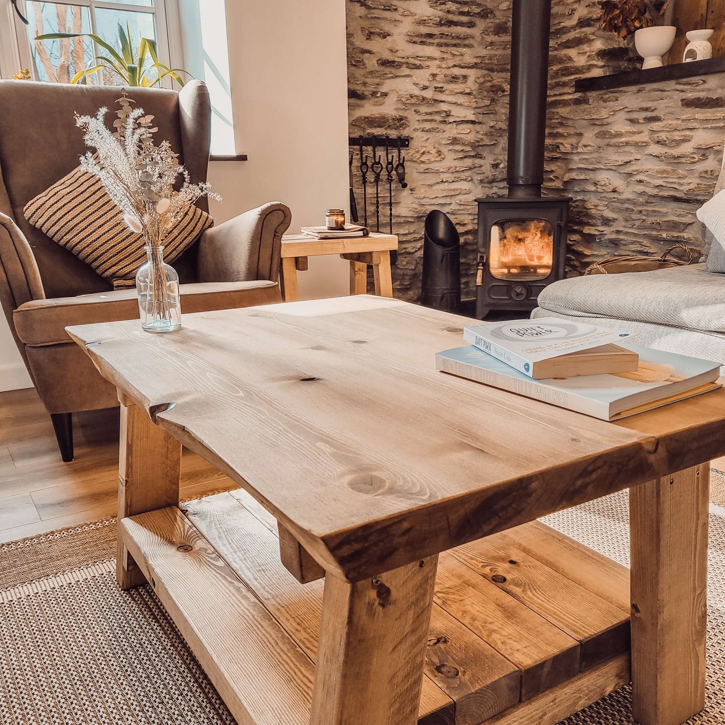 LOTTI Live / Waney Edge Coffee Table With Shelf