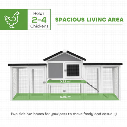 PawHut Large Chicken Coop, Wooden Outdoor Chicken Cage Poultry Hen House with Nesting Box