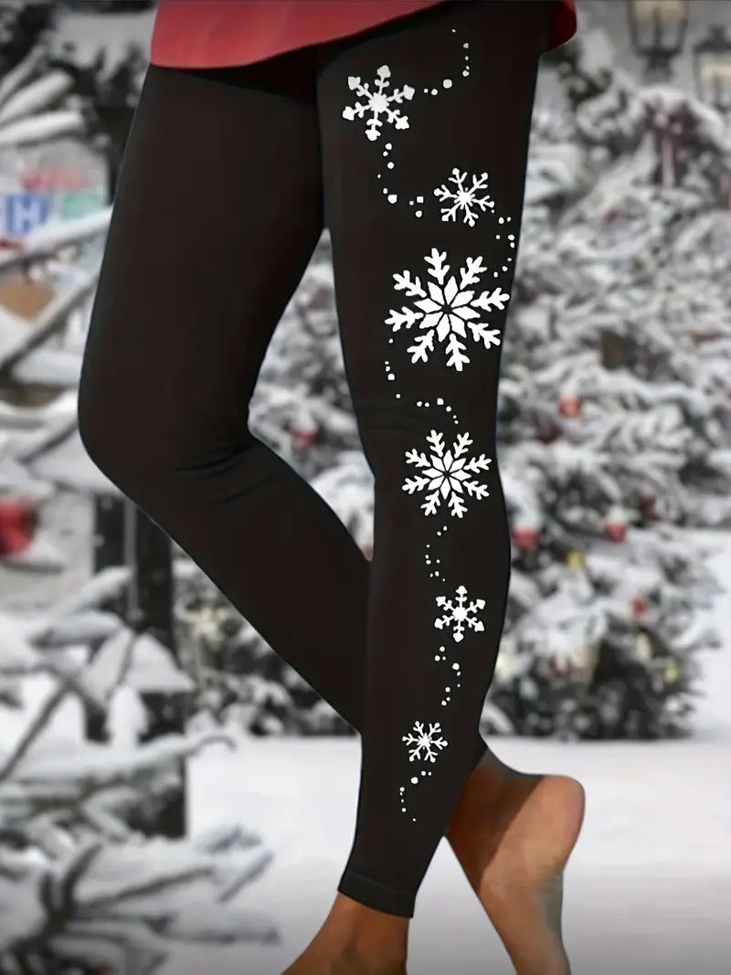 Hat Wine Glass Christmas Tree Sequined Printed Leggings