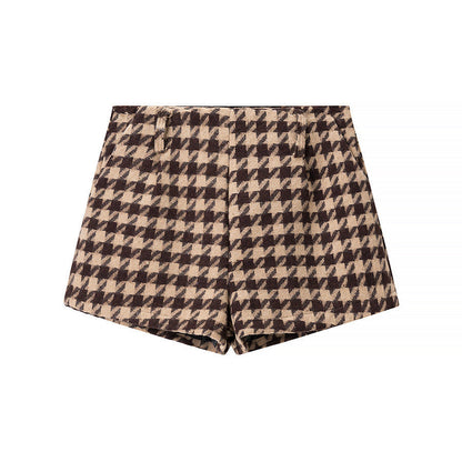 Women's Classic Style Plaid Top Shorts Suit