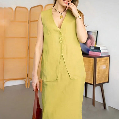 Casual Loose Top Long Skirt Two-piece Suit
