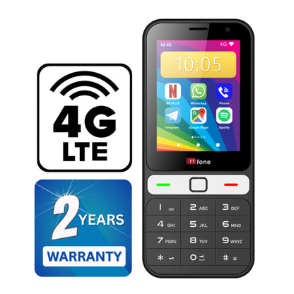 TTfone TT280  Simple 4G Dual SIM Bar Phone with Android, 2.8" Touchscreen, Keypad, 2MP Camera, USB-C - Easy to Use Unlocked Mobile (with Dock Charger and Three Sim Card)