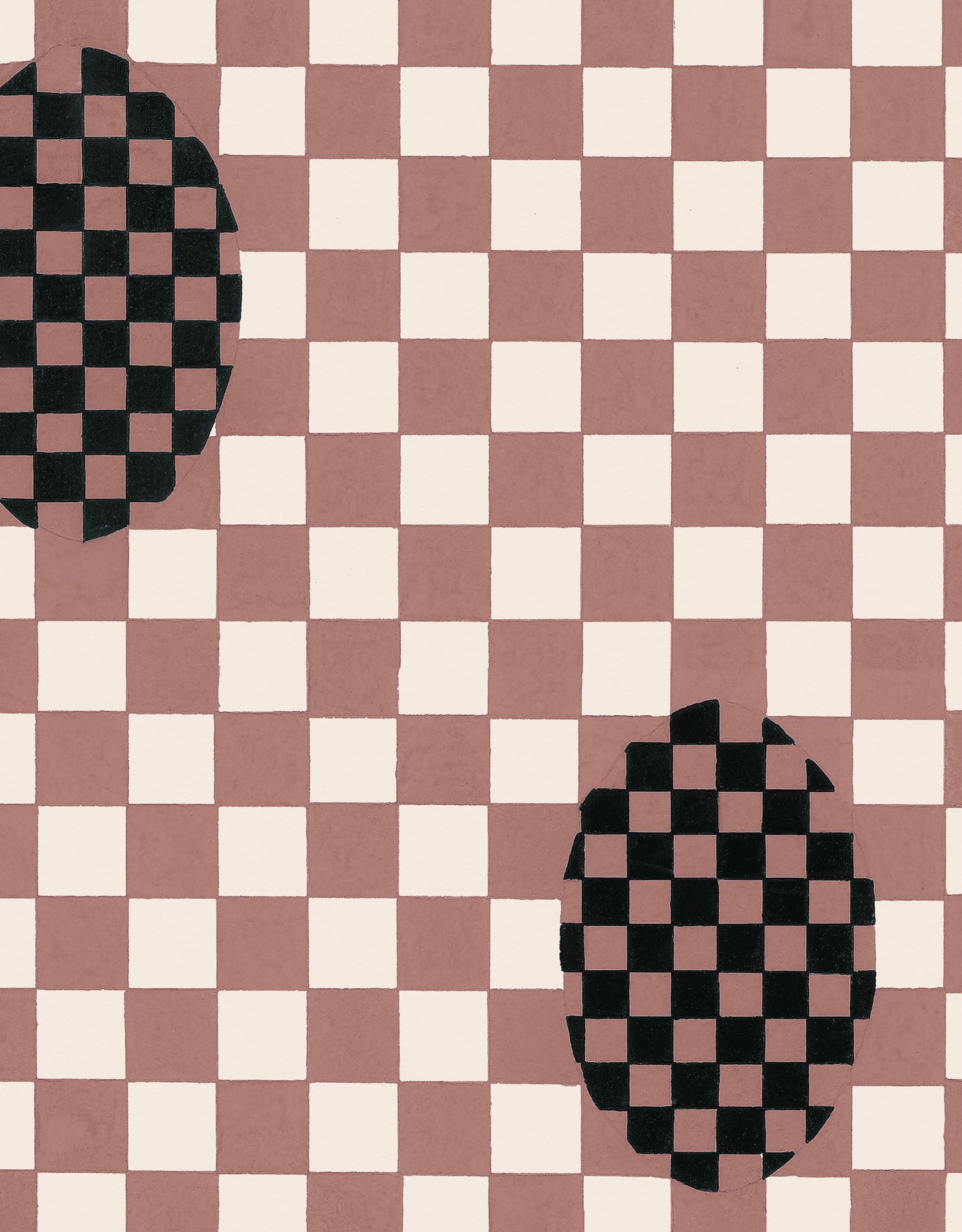 Deco Checkers - in Toasted Coco - Wallpaper -  Micaela Sharp Collaboration