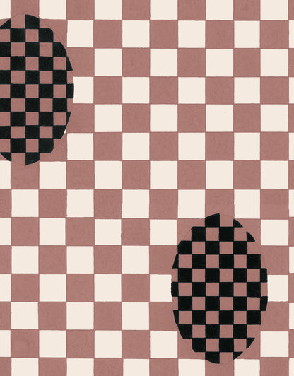 Deco Checkers - in Toasted Coco - Wallpaper -  Micaela Sharp Collaboration