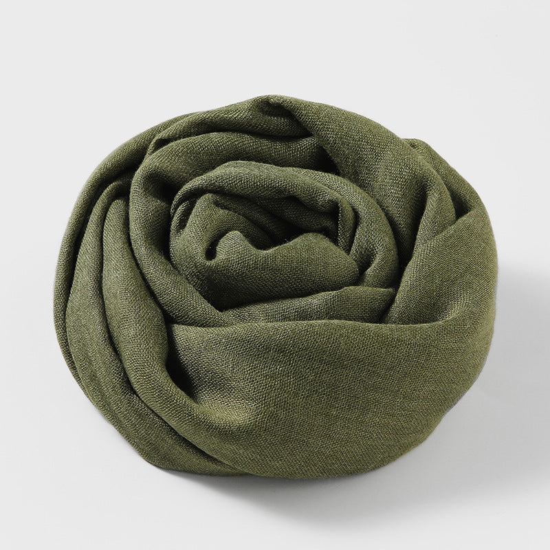 Artistic Sunscreen Solid Color Cotton And Linen Scarf