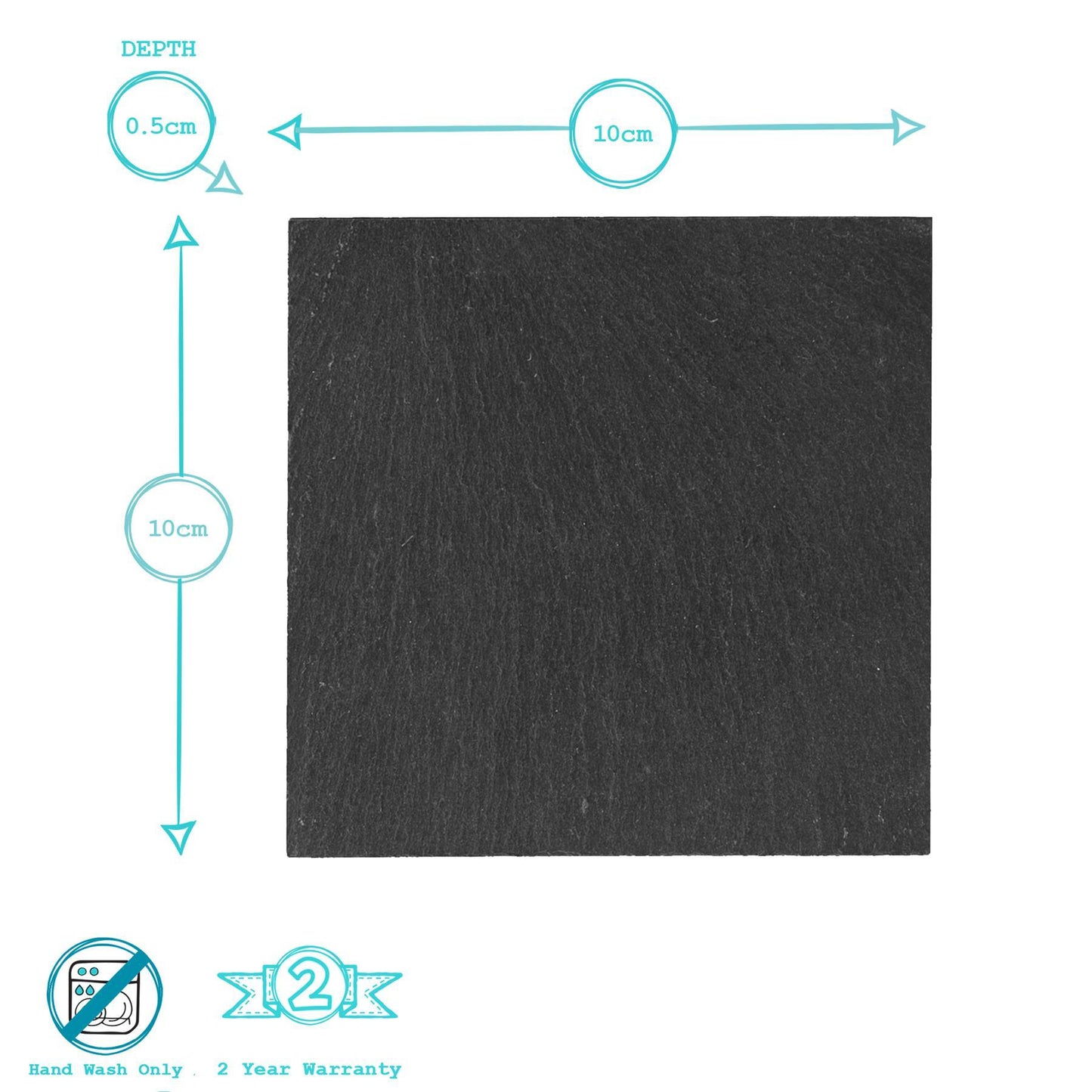 12pc Black Square Linea Slate Placemats & Coasters Set