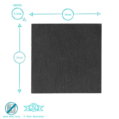 12pc Black Square Linea Slate Placemats & Coasters Set