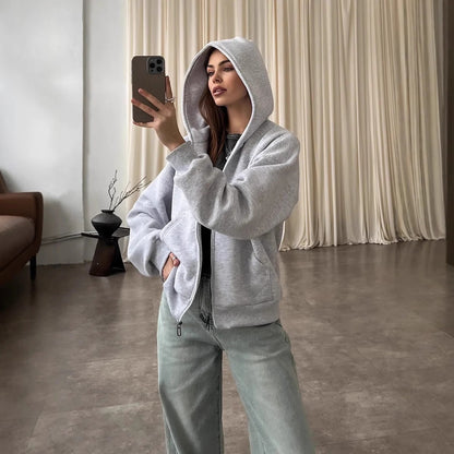 Fall Winter Hooded Casual Thick Coat Women