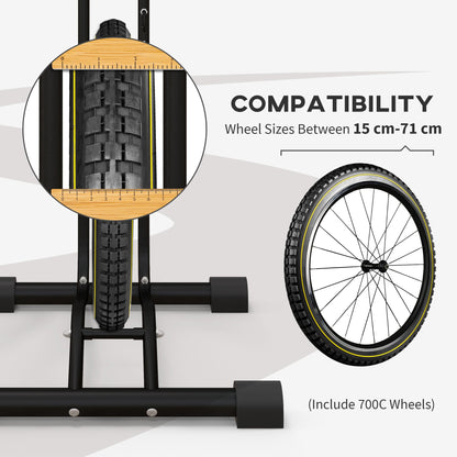 SPORTNOW Vertical & Horizontal Bike Rack Fits 6"-28" and 700c Bikes, Black