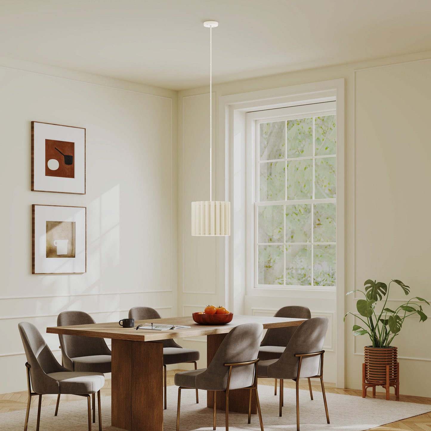 HOMCOM Linen Pendant Light, Modern Wave Ceiling Light Shade, E27 Lampshade for Living Room, Bedroom, Kitchen, Hallway, White