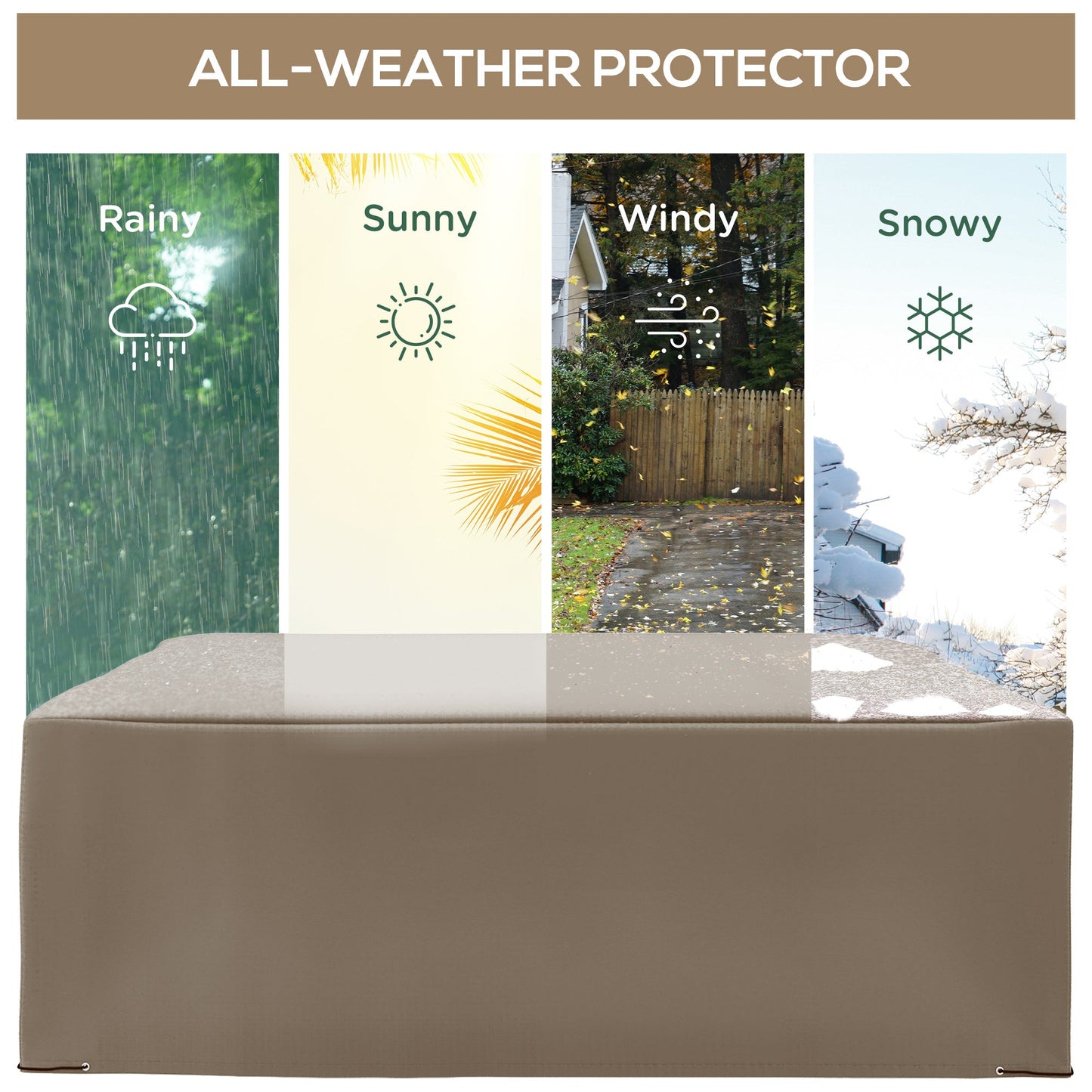 Outsunny 600D Oxford Patio Garden Furniture Dining Table Chair Set Cover Water Protector Waterproof Anti-UV – Beige