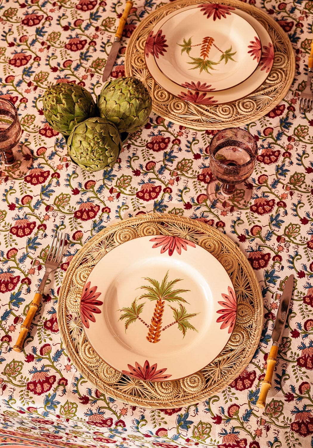 Arabella Dinner Plate, Green Palm Tree Set of 4