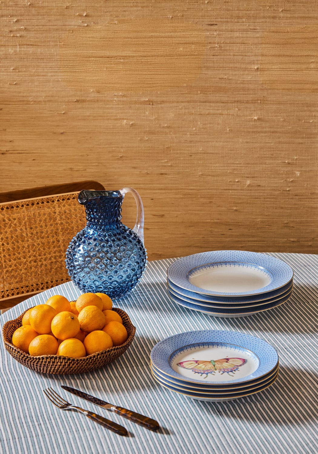 Cornflower Blue Lace Dinner Plates - Set of 4