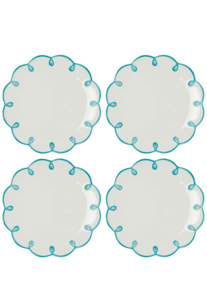 Sky Blue Scalloped Lunch Plate - Set of 4