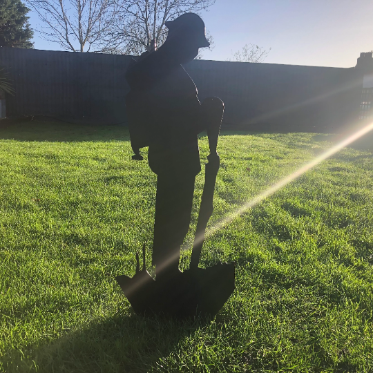 Large Rusty Metal Soldier Garden Decoration - Black