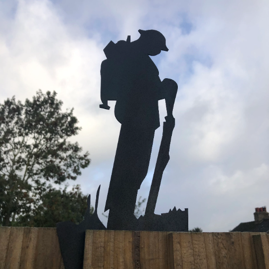 Small Metal Soldier Garden Decoration Black