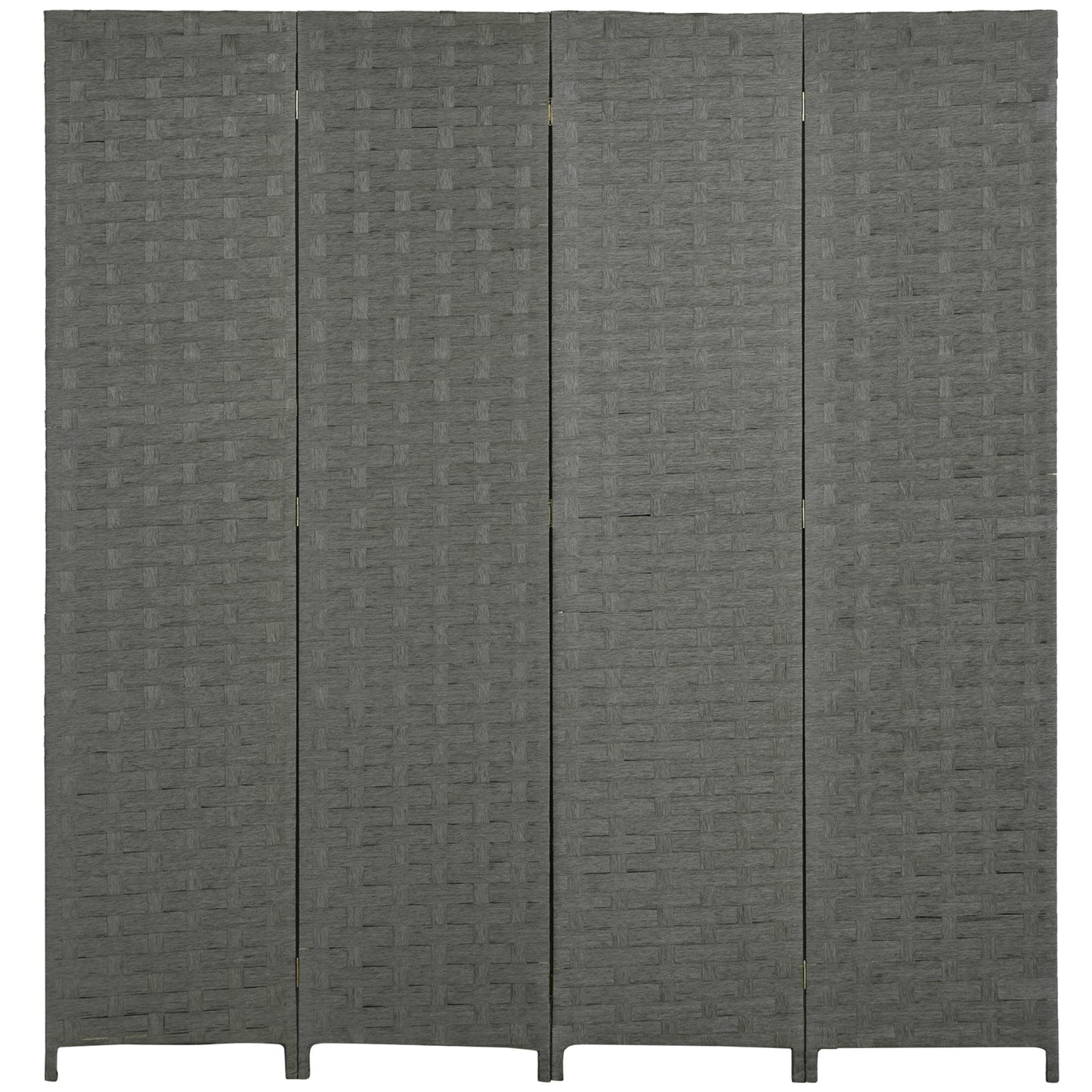 HOMCOM 4-Panel Room Dividers, Wave Fibre Freestanding Folding Privacy Screen Panels, Partition Wall Divider for Indoor Bedroom Office, 170\'c2\'a0cm, Grey