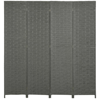 HOMCOM 4-Panel Room Dividers, Wave Fibre Freestanding Folding Privacy Screen Panels, Partition Wall Divider for Indoor Bedroom Office, 170\'c2\'a0cm, Grey
