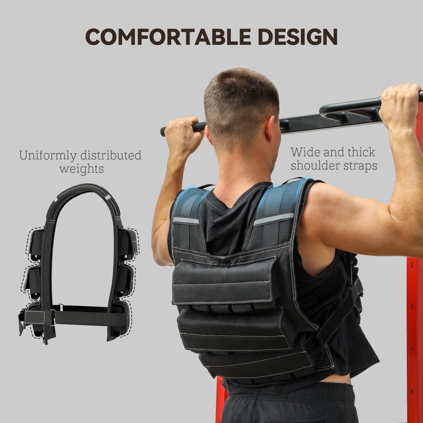 SPORTNOW 20KG Adjustable Weighted Vest, Running Weight Vest, with 30 Metal Weights, Reflective Strips, for Running, Exercise