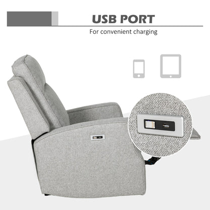 HOMCOM 150\'c2\'b0 Electric Reclining Chair, with USB port and Footrest - Grey