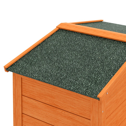 PawHut Two-Tier Rabbit Hutch with Run, Ramp, Slide-Out Tray, for Garden - Orange