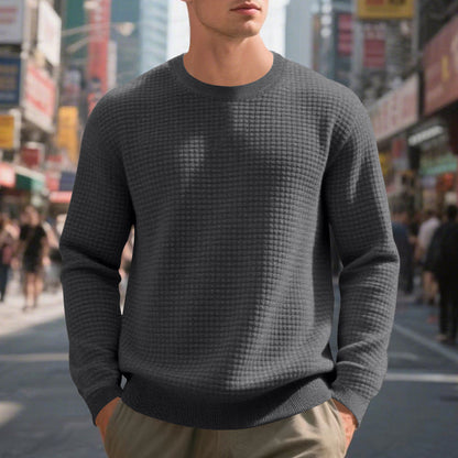 Loose And Simple Sports Jacquard Round Neck Long Sleeve Sweater