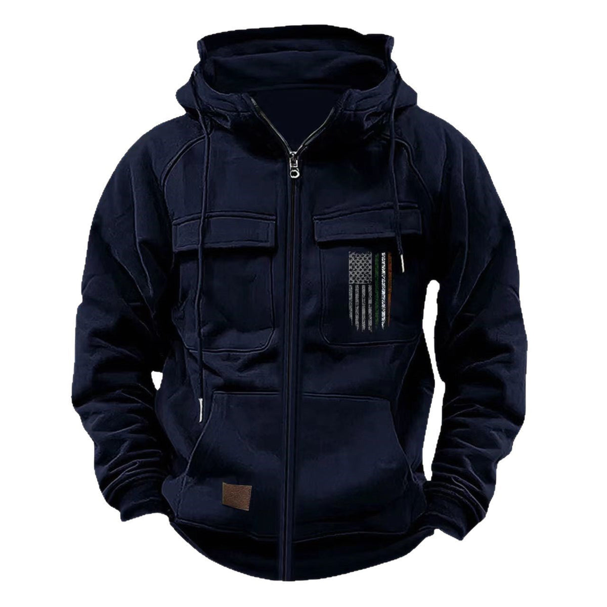 Printed Loose Zip Casual Hooded Sweatshirt