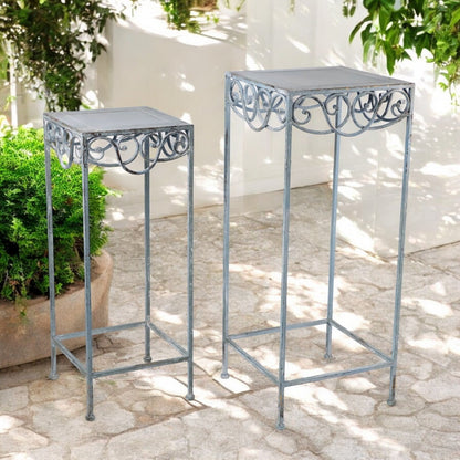 66CM CREAM METAL SET 2 PLANT STAND