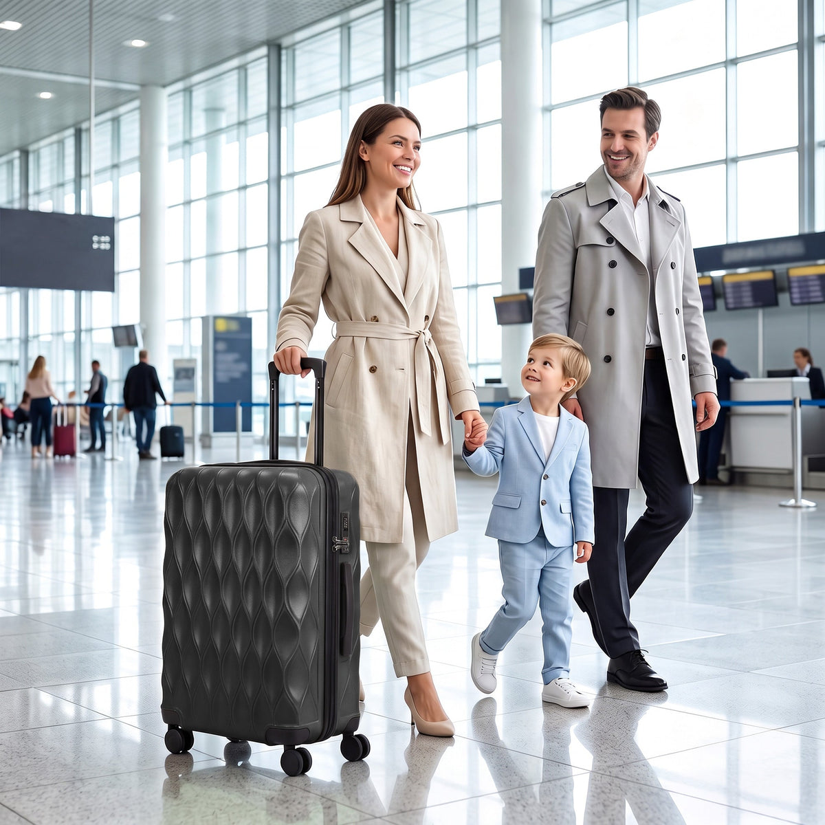 HOMCOM 26Inch 65cm Suitcase, ABS Hard Shell Checked Luggage with TSA Lock, Spinner Wheels, Telescopic Handle, Black
