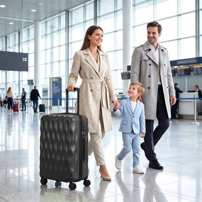 HOMCOM 26Inch 65cm Suitcase, ABS Hard Shell Checked Luggage with TSA Lock, Spinner Wheels, Telescopic Handle, Black