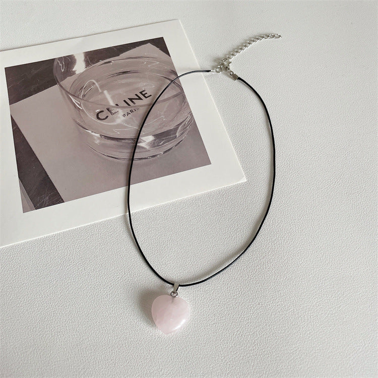 South Korea Ins Style Jade Square Peach Heart Necklace