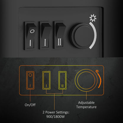 Electric Fireplace Heater 900W/1800W-Black