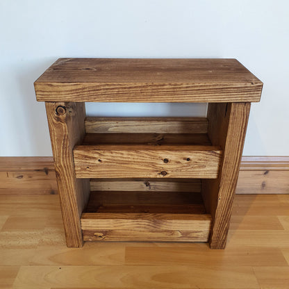Solid Wood Rustic Coffee Table with Shelf