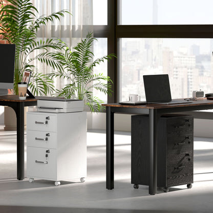 HOMCOM Three Drawer Wood-Effect Filing Cabinet - White