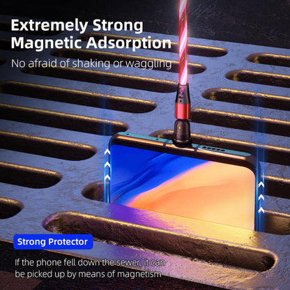 540° Rotating LED Magnetic Charging Cable - 3A Fast Charge for iPhone, USB-C & Micro USB