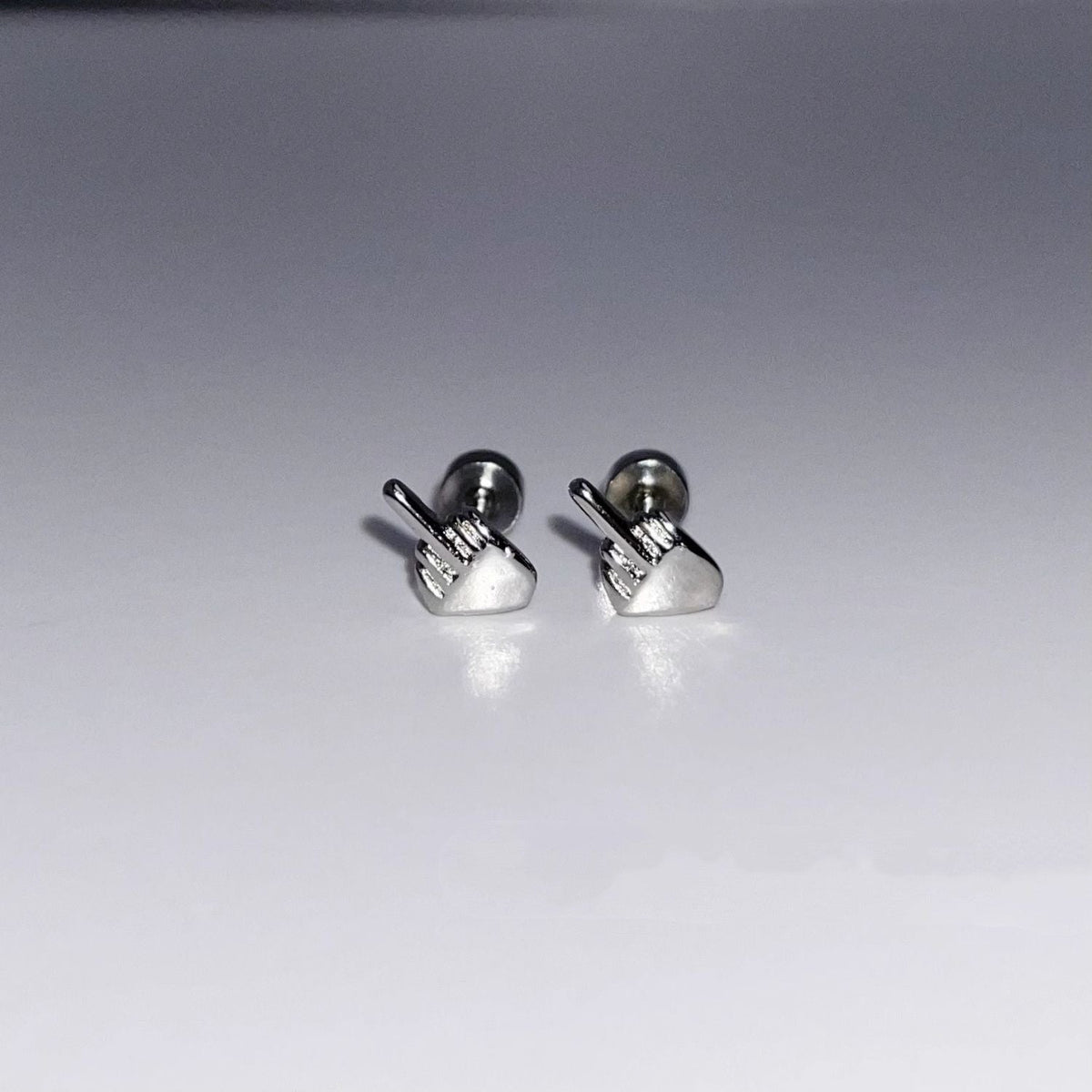 Niche Quirky Middle Finger Titanium Steel Screw Clasp Ear Cartilage Earring
