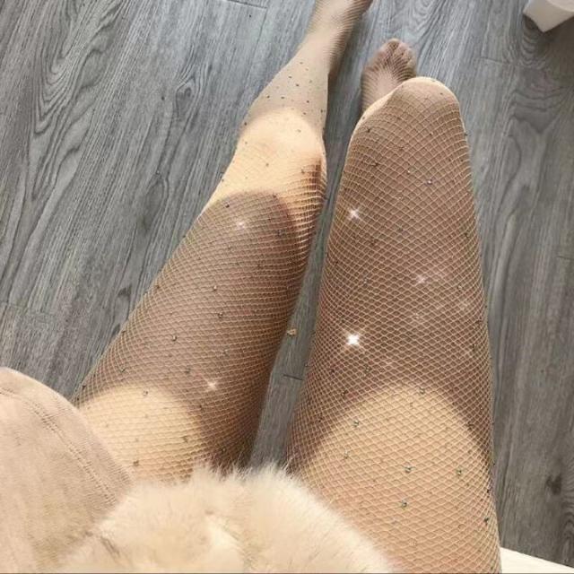 Mesh Women's Fishsocks Mesh With Diamond