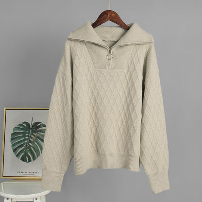 Women's High-neck Half Zip Sweater