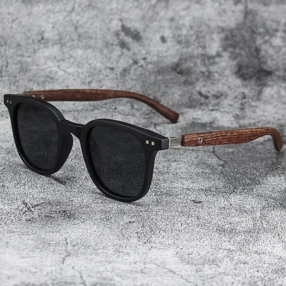 Trendy Retro Wood Grain Sunglasses Polarized UV Protection for Men Women Perfect for Cycling Outdoor Street Photography