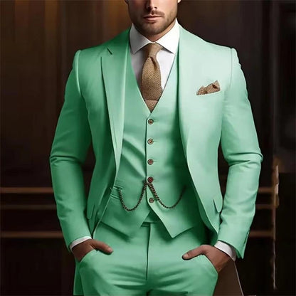 Men's Slim Fit Three-Piece Suit - Jacket, Vest & Trousers Set