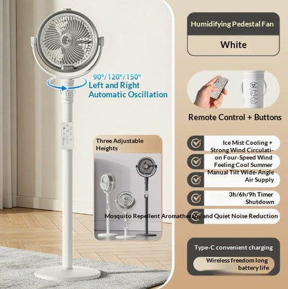 Remote Control Air Circulator Fan - 3D Oscillating Turbine Design Quiet Energy Saving Floor Standing Bladeless Cooling for Home Office Bedroom Use