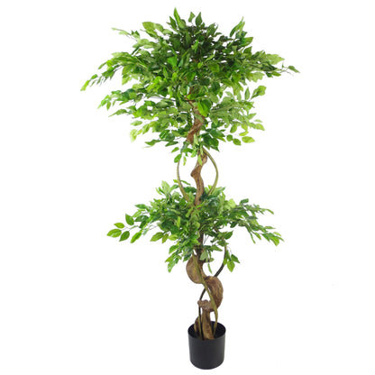 150cm Twisted Trunk Artificial Japanese Fruticosa Ficus Tree Copper Planter