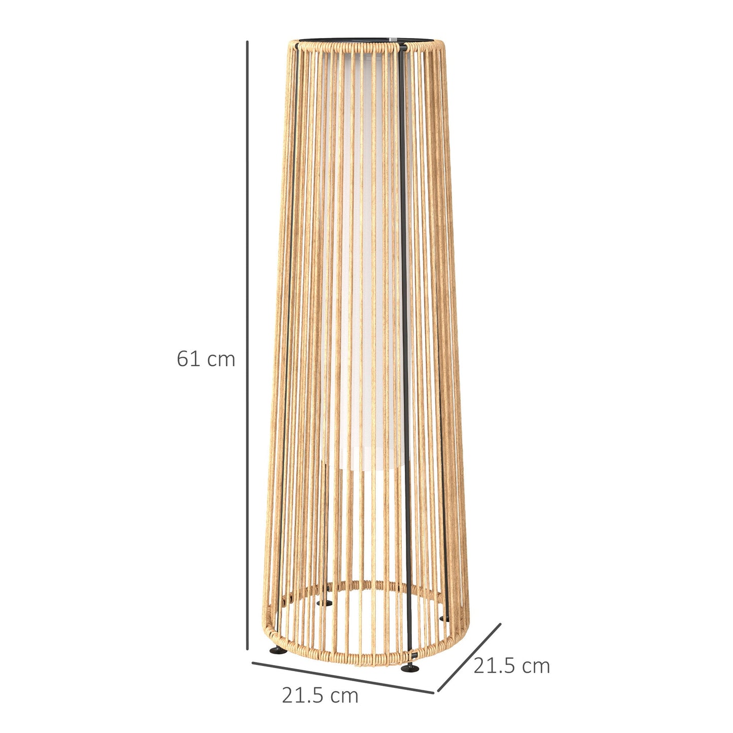Outsunny Patio Garden Solar Powered Lights Woven Resin Wicker Lantern Auto On/Off