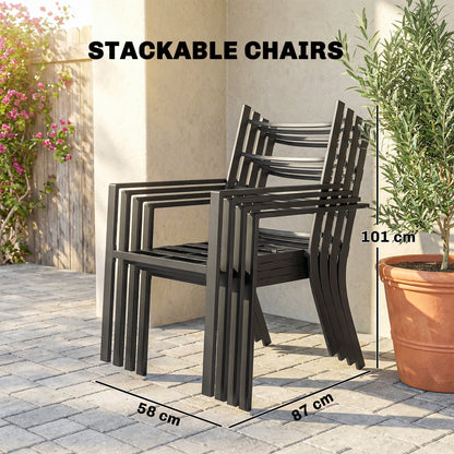 Outsunny 5 Pieces Outdoor Dining Set with Cushions, Garden Dining Set for 4 with Square Table and Stackable Chairs